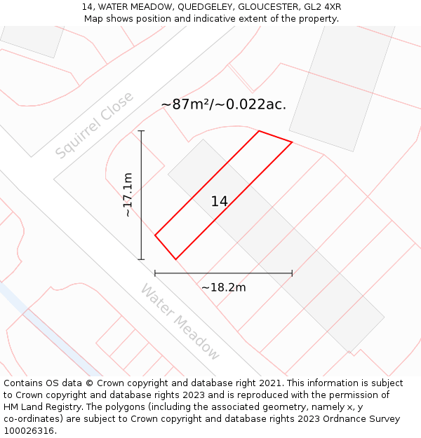 14, WATER MEADOW, QUEDGELEY, GLOUCESTER, GL2 4XR: Plot and title map