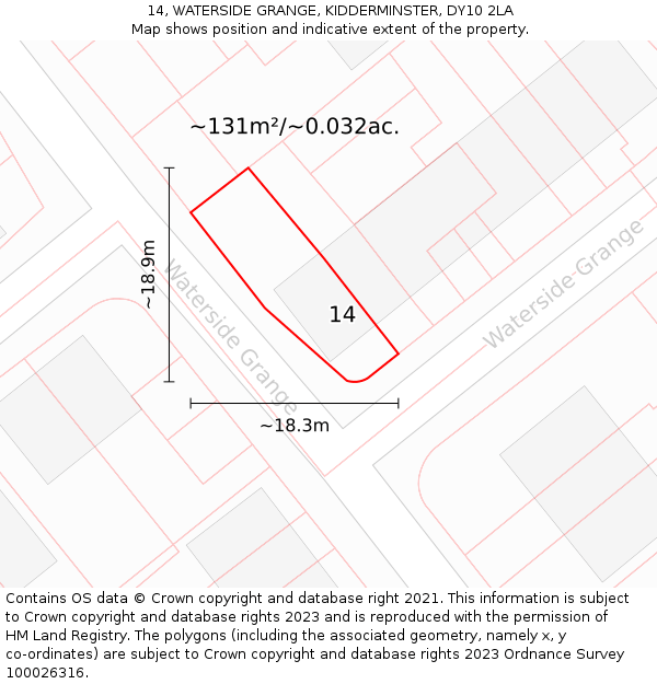 14, WATERSIDE GRANGE, KIDDERMINSTER, DY10 2LA: Plot and title map