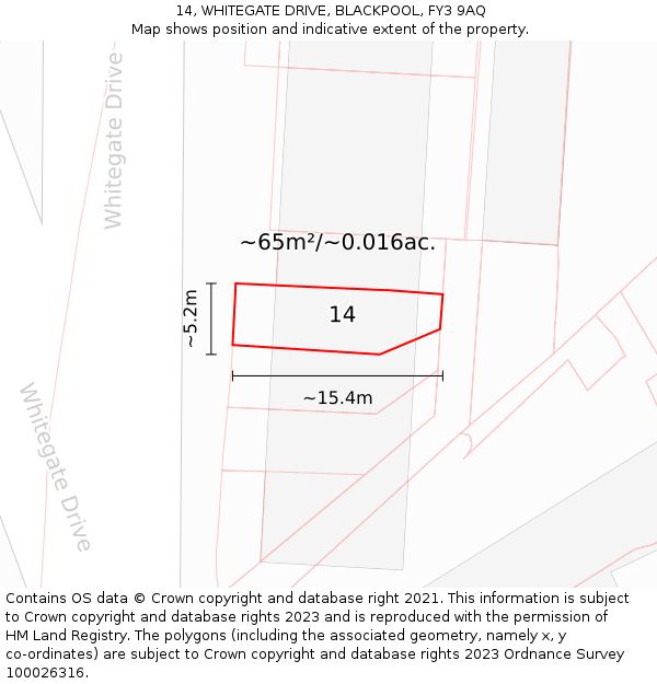14, WHITEGATE DRIVE, BLACKPOOL, FY3 9AQ: Plot and title map