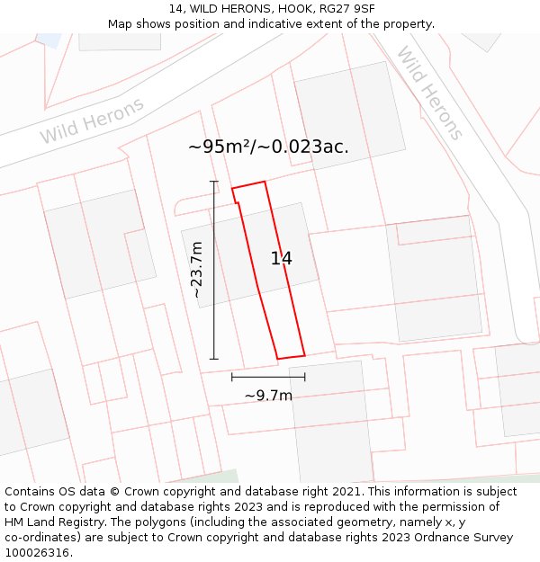 14, WILD HERONS, HOOK, RG27 9SF: Plot and title map