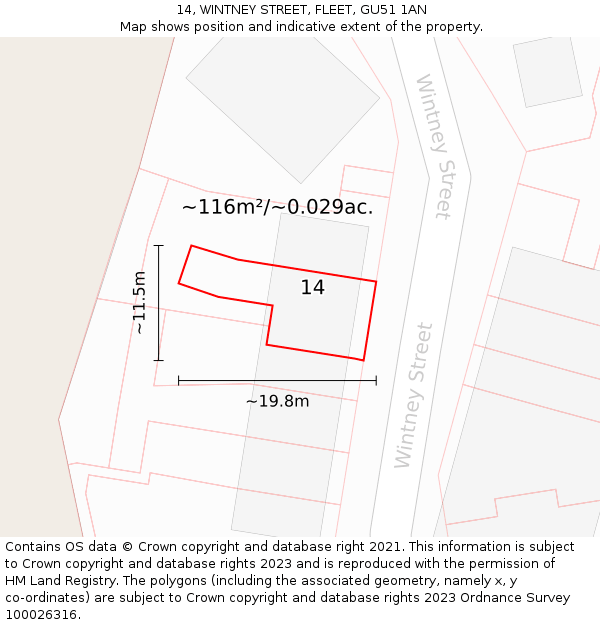 14, WINTNEY STREET, FLEET, GU51 1AN: Plot and title map