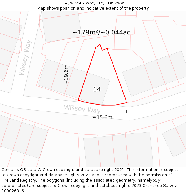 14, WISSEY WAY, ELY, CB6 2WW: Plot and title map