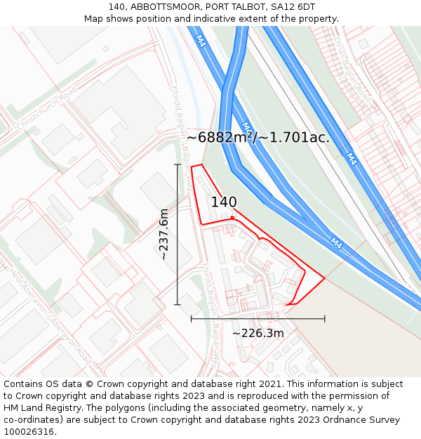 140, ABBOTTSMOOR, PORT TALBOT, SA12 6DT: Plot and title map