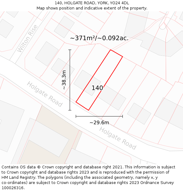 140, HOLGATE ROAD, YORK, YO24 4DL: Plot and title map