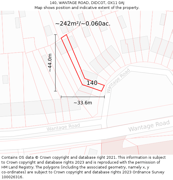 140, WANTAGE ROAD, DIDCOT, OX11 0AJ: Plot and title map