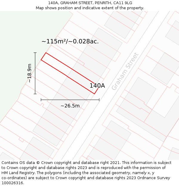 140A, GRAHAM STREET, PENRITH, CA11 9LG: Plot and title map