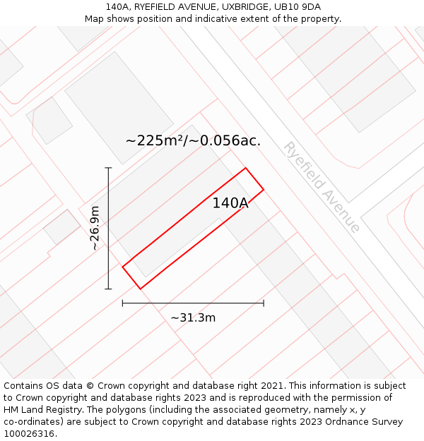 140A, RYEFIELD AVENUE, UXBRIDGE, UB10 9DA: Plot and title map
