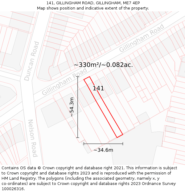 141, GILLINGHAM ROAD, GILLINGHAM, ME7 4EP: Plot and title map