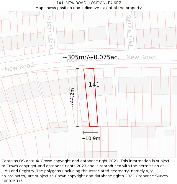 141, NEW ROAD, LONDON, E4 9EZ: Plot and title map