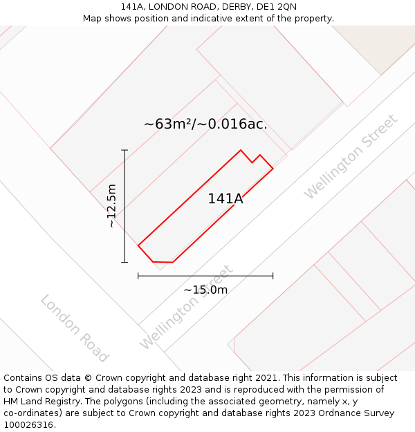 141A, LONDON ROAD, DERBY, DE1 2QN: Plot and title map