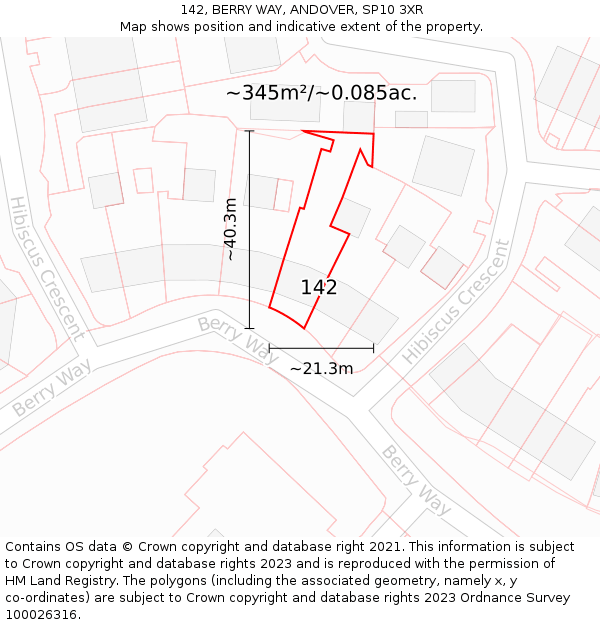 142, BERRY WAY, ANDOVER, SP10 3XR: Plot and title map