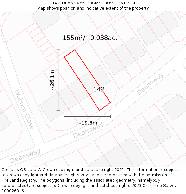 142, DEANSWAY, BROMSGROVE, B61 7PN: Plot and title map