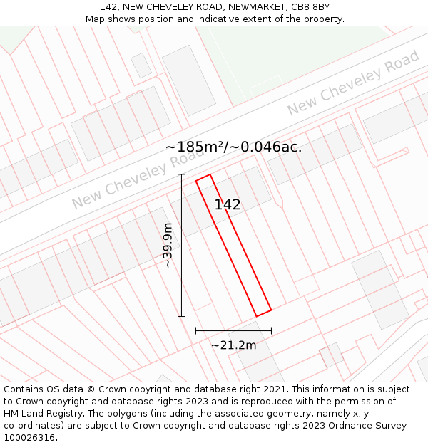142, NEW CHEVELEY ROAD, NEWMARKET, CB8 8BY: Plot and title map