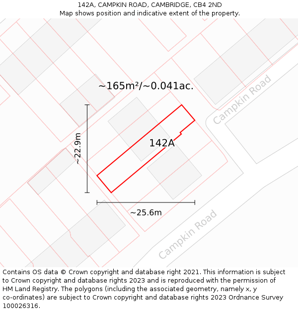 142A, CAMPKIN ROAD, CAMBRIDGE, CB4 2ND: Plot and title map