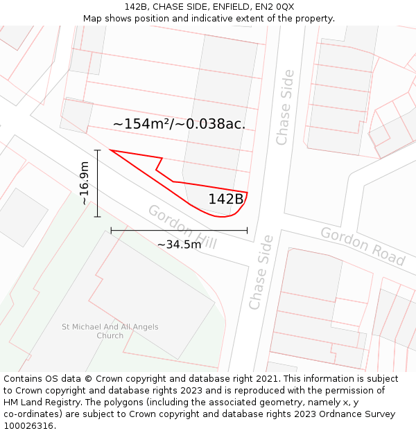 142B, CHASE SIDE, ENFIELD, EN2 0QX: Plot and title map
