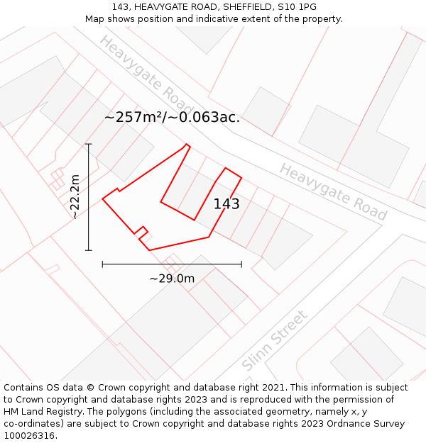 143, HEAVYGATE ROAD, SHEFFIELD, S10 1PG: Plot and title map