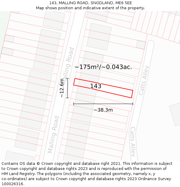 143, MALLING ROAD, SNODLAND, ME6 5EE: Plot and title map