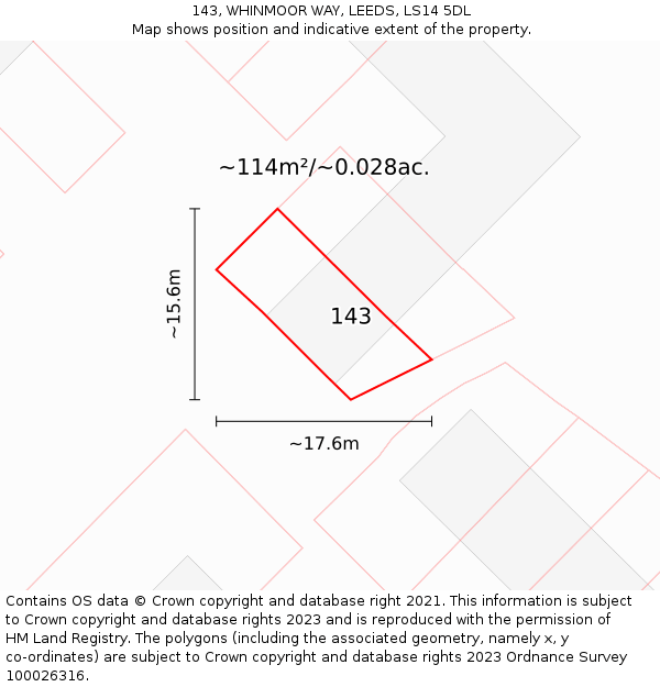 143, WHINMOOR WAY, LEEDS, LS14 5DL: Plot and title map