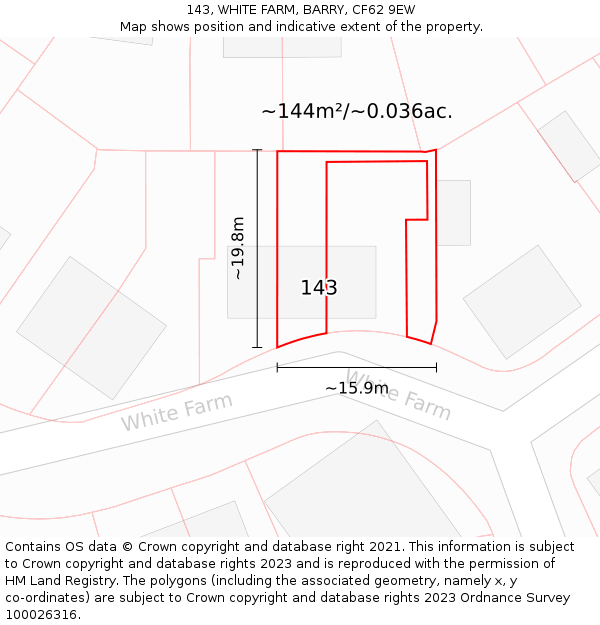 143, WHITE FARM, BARRY, CF62 9EW: Plot and title map