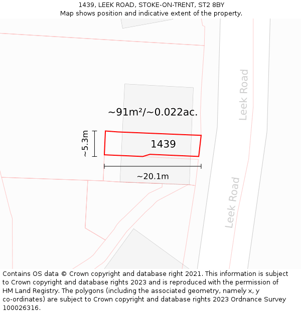 1439, LEEK ROAD, STOKE-ON-TRENT, ST2 8BY: Plot and title map