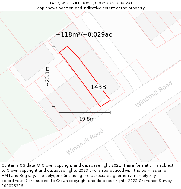143B, WINDMILL ROAD, CROYDON, CR0 2XT: Plot and title map