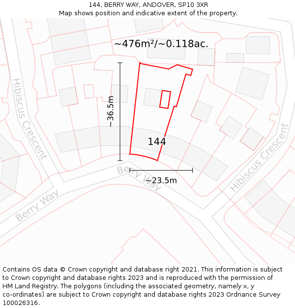 144, BERRY WAY, ANDOVER, SP10 3XR: Plot and title map