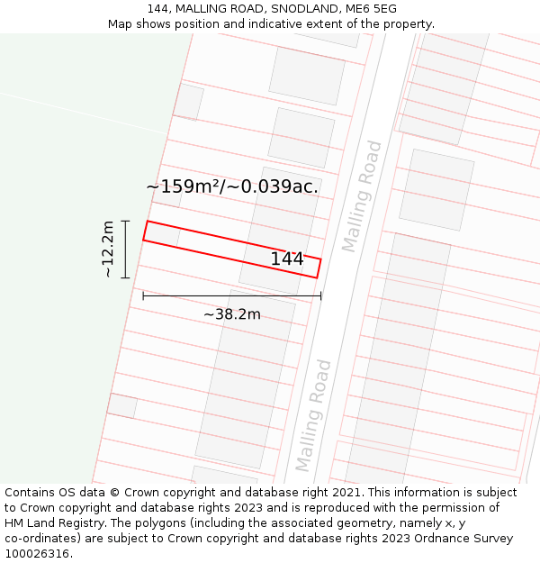 144, MALLING ROAD, SNODLAND, ME6 5EG: Plot and title map