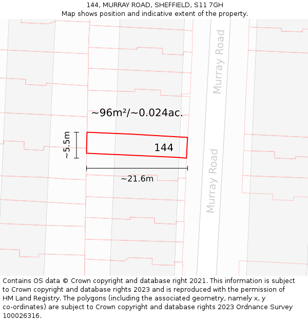 144, MURRAY ROAD, SHEFFIELD, S11 7GH: Plot and title map