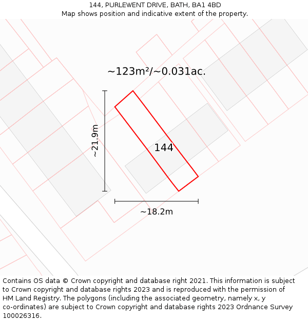 144, PURLEWENT DRIVE, BATH, BA1 4BD: Plot and title map