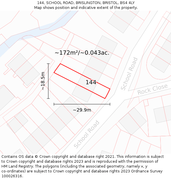 144, SCHOOL ROAD, BRISLINGTON, BRISTOL, BS4 4LY: Plot and title map