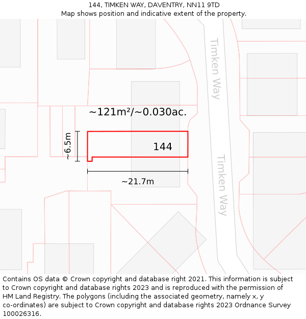 144, TIMKEN WAY, DAVENTRY, NN11 9TD: Plot and title map