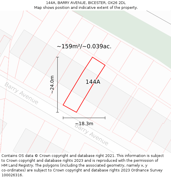 144A, BARRY AVENUE, BICESTER, OX26 2DL: Plot and title map