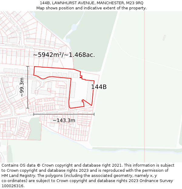 144B, LAWNHURST AVENUE, MANCHESTER, M23 9RQ: Plot and title map