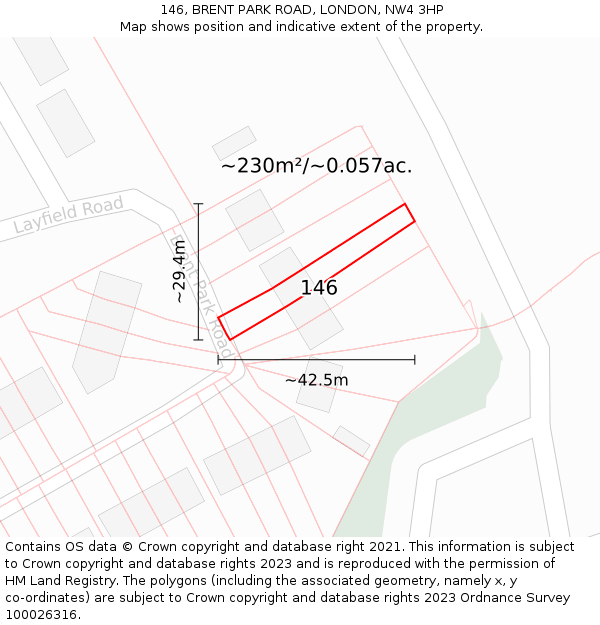 146, BRENT PARK ROAD, LONDON, NW4 3HP: Plot and title map