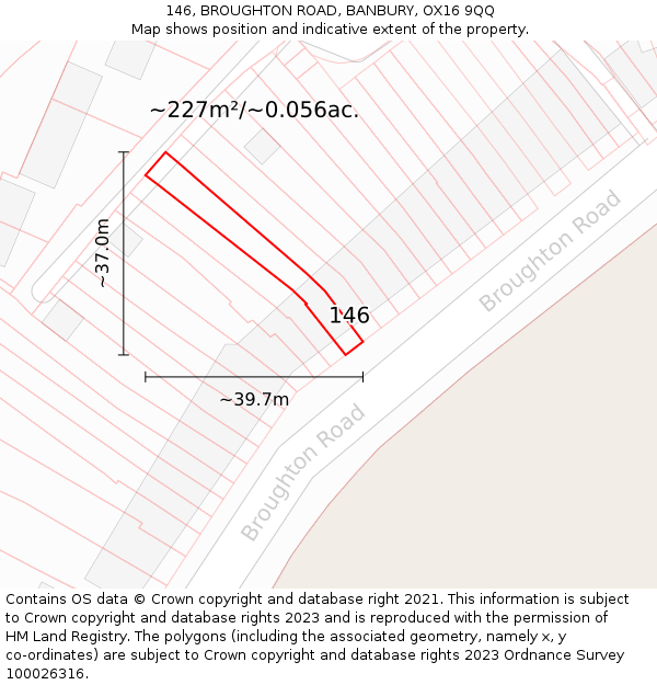 146, BROUGHTON ROAD, BANBURY, OX16 9QQ: Plot and title map