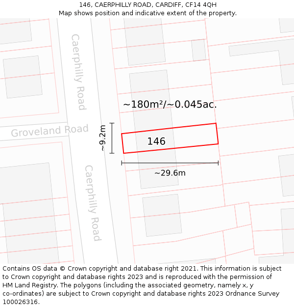 146, CAERPHILLY ROAD, CARDIFF, CF14 4QH: Plot and title map