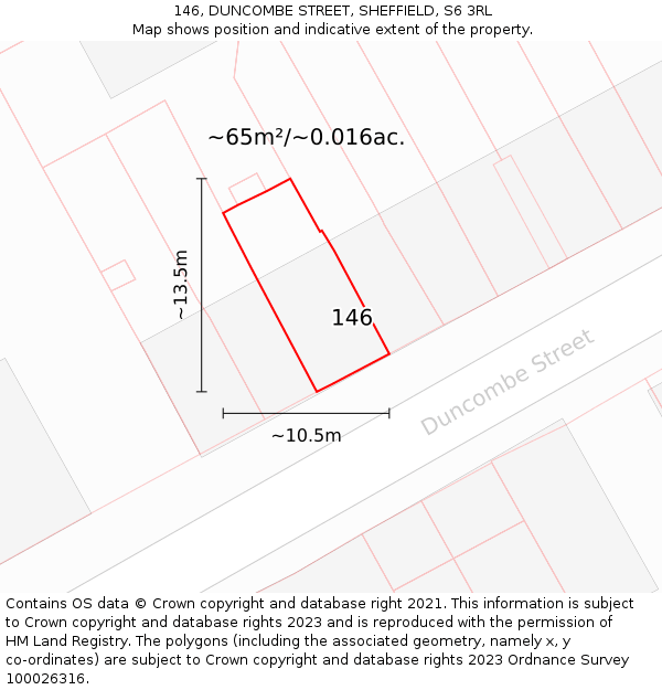 146, DUNCOMBE STREET, SHEFFIELD, S6 3RL: Plot and title map