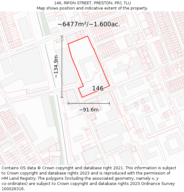 146, RIPON STREET, PRESTON, PR1 7LU: Plot and title map