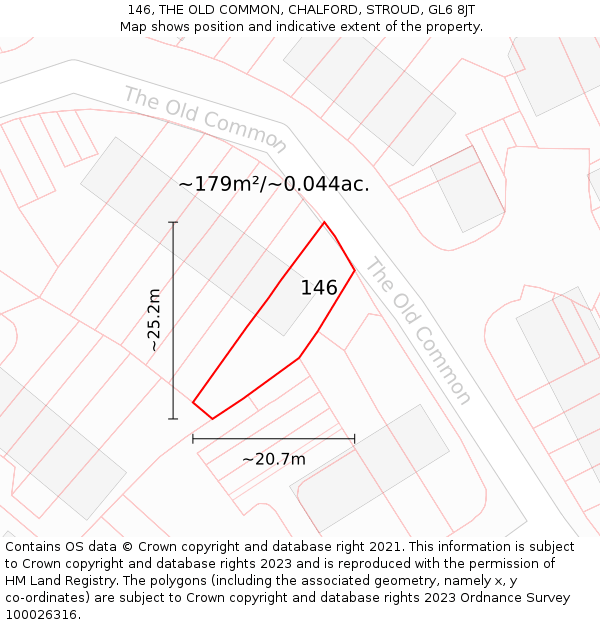 146, THE OLD COMMON, CHALFORD, STROUD, GL6 8JT: Plot and title map