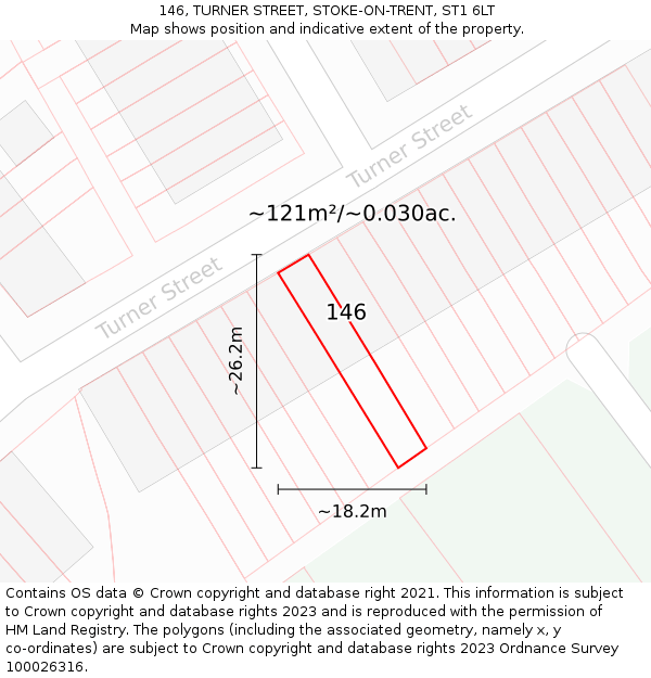 146, TURNER STREET, STOKE-ON-TRENT, ST1 6LT: Plot and title map