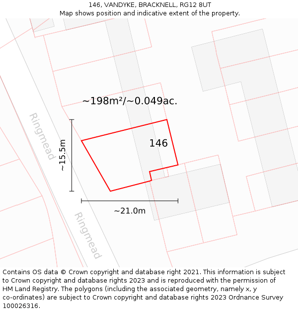 146, VANDYKE, BRACKNELL, RG12 8UT: Plot and title map