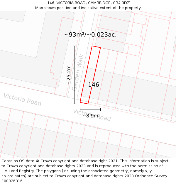 146, VICTORIA ROAD, CAMBRIDGE, CB4 3DZ: Plot and title map