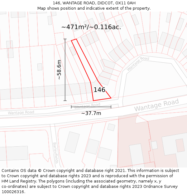 146, WANTAGE ROAD, DIDCOT, OX11 0AH: Plot and title map