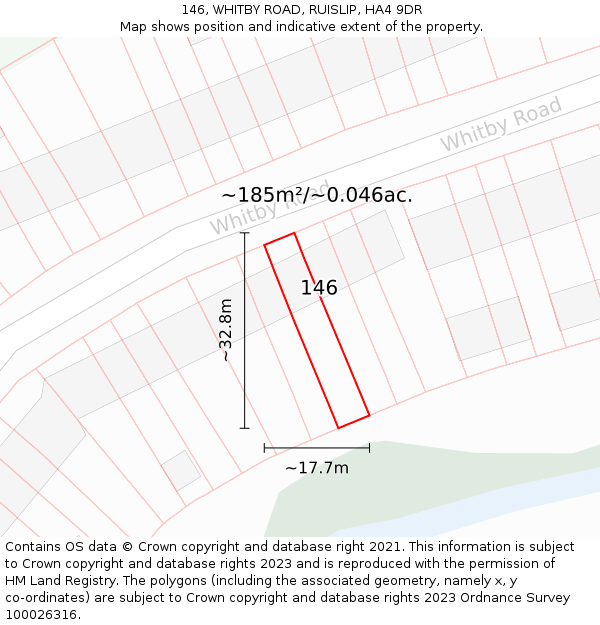 146, WHITBY ROAD, RUISLIP, HA4 9DR: Plot and title map