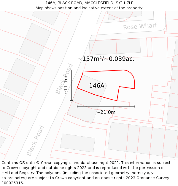 146A, BLACK ROAD, MACCLESFIELD, SK11 7LE: Plot and title map