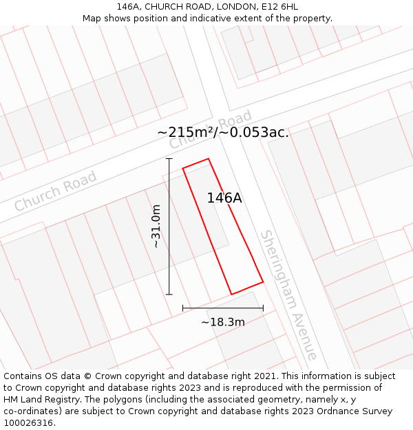146A, CHURCH ROAD, LONDON, E12 6HL: Plot and title map