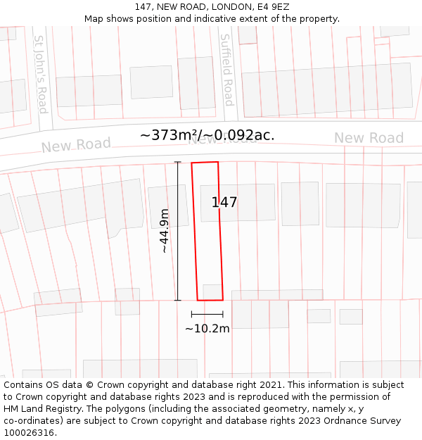 147, NEW ROAD, LONDON, E4 9EZ: Plot and title map
