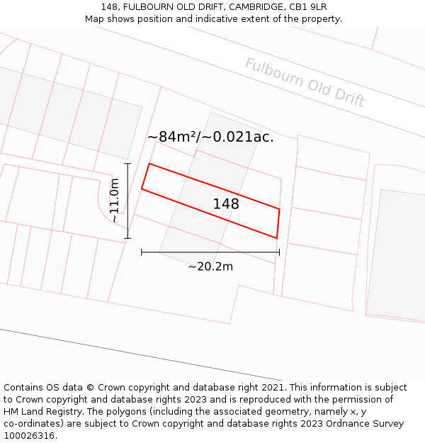 148, FULBOURN OLD DRIFT, CAMBRIDGE, CB1 9LR: Plot and title map