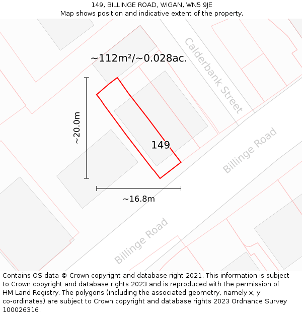 149, BILLINGE ROAD, WIGAN, WN5 9JE: Plot and title map