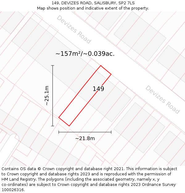 149, DEVIZES ROAD, SALISBURY, SP2 7LS: Plot and title map